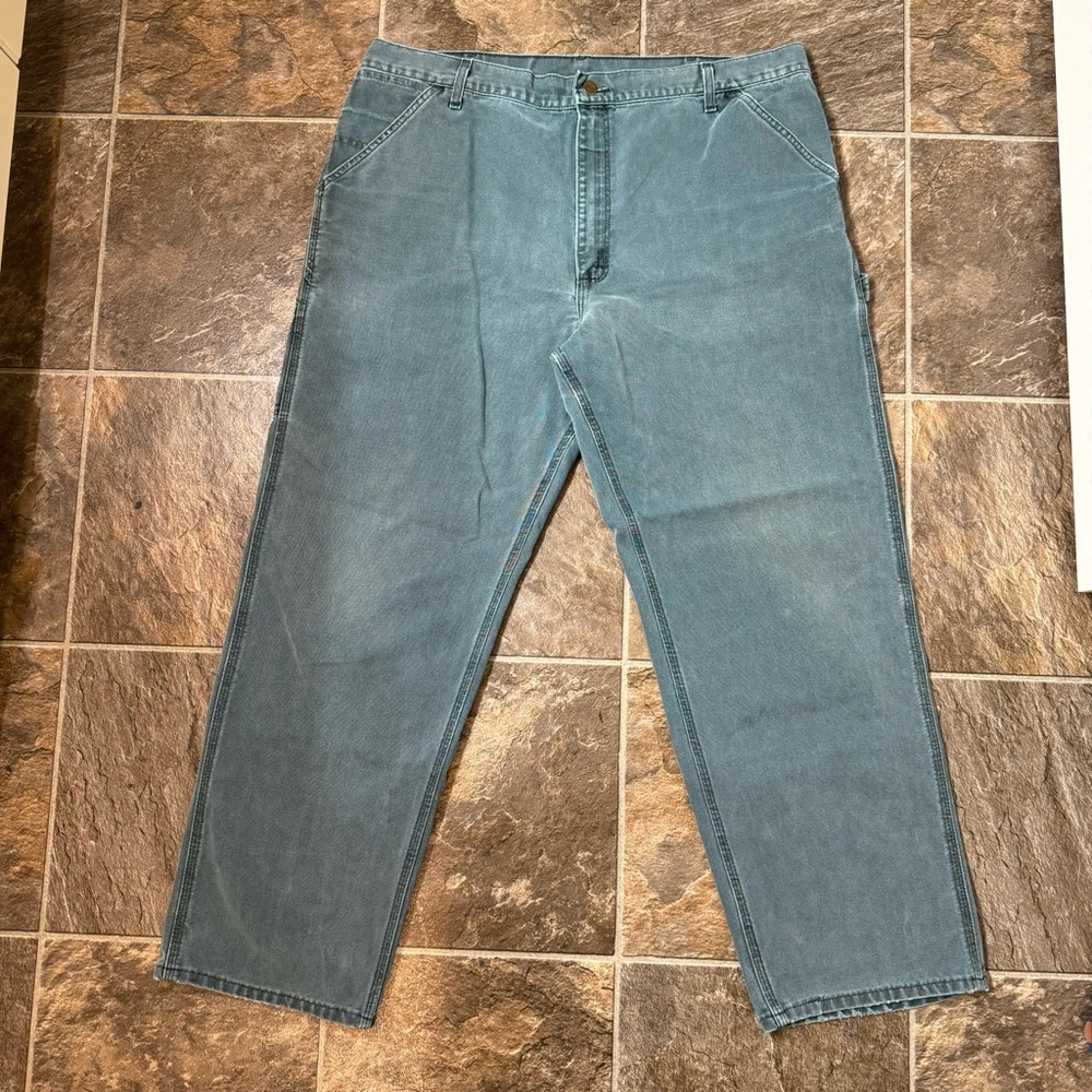Vintage 1999 Carhartt B12HTG RARE Hunter Green Work Pants 42x32 USA Union NICE